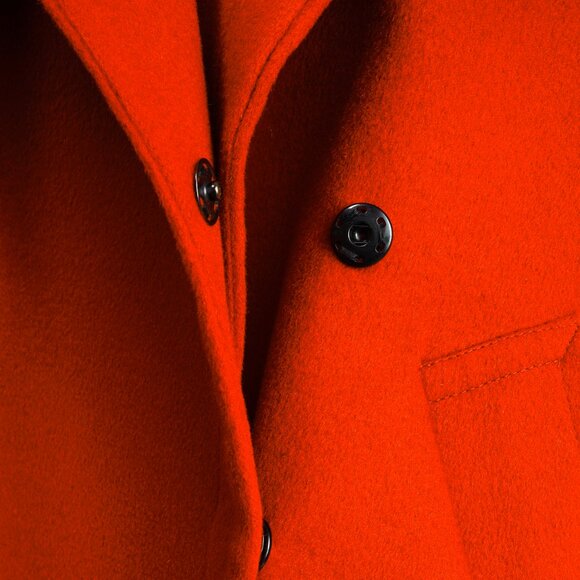 Tavan & Mitto Red Wool Shawl Collar Kimono-Sleeve Midi Coat - Picture 4 of 9